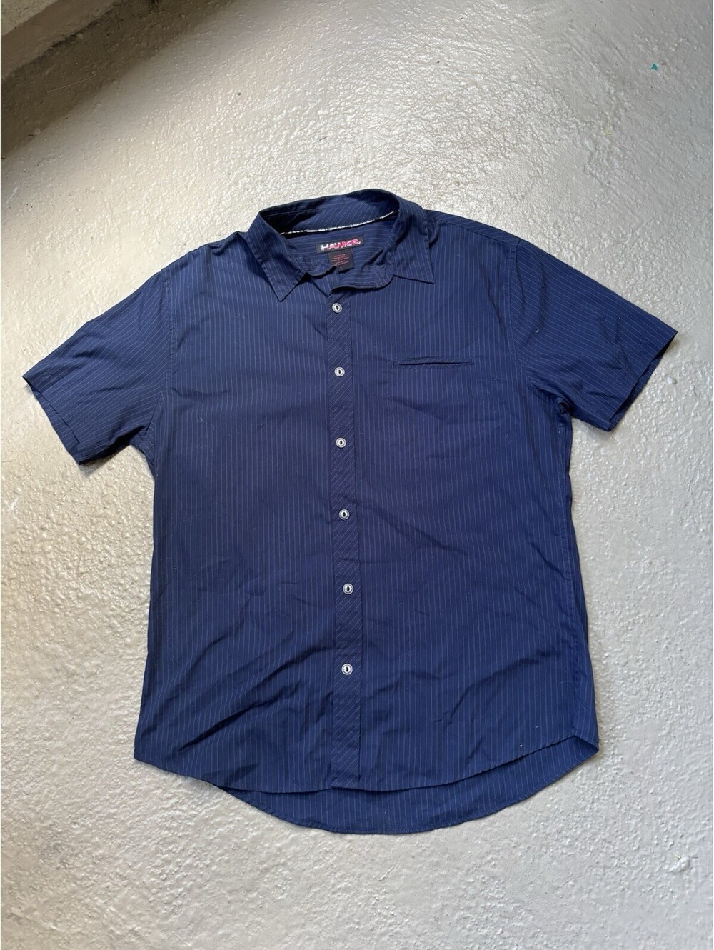 Tony Hawk Navy Botton-up Short Sleeve Size Size Large White Stripes